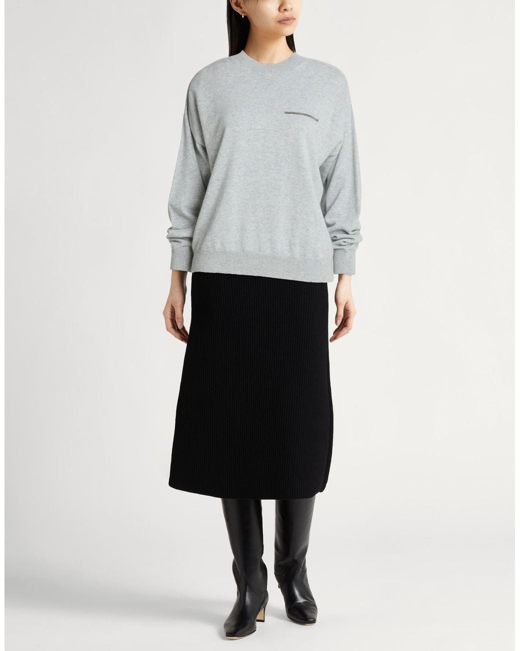 Peserico Gray Sweater Cashmere, Viscose, Metallic Fiber