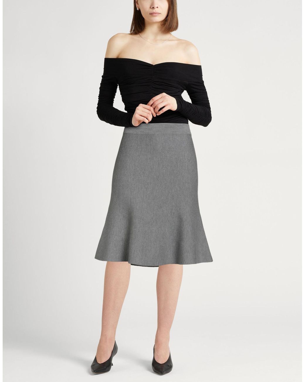 Fabiana Filippi Gray Midi Skirt Virgin Wool