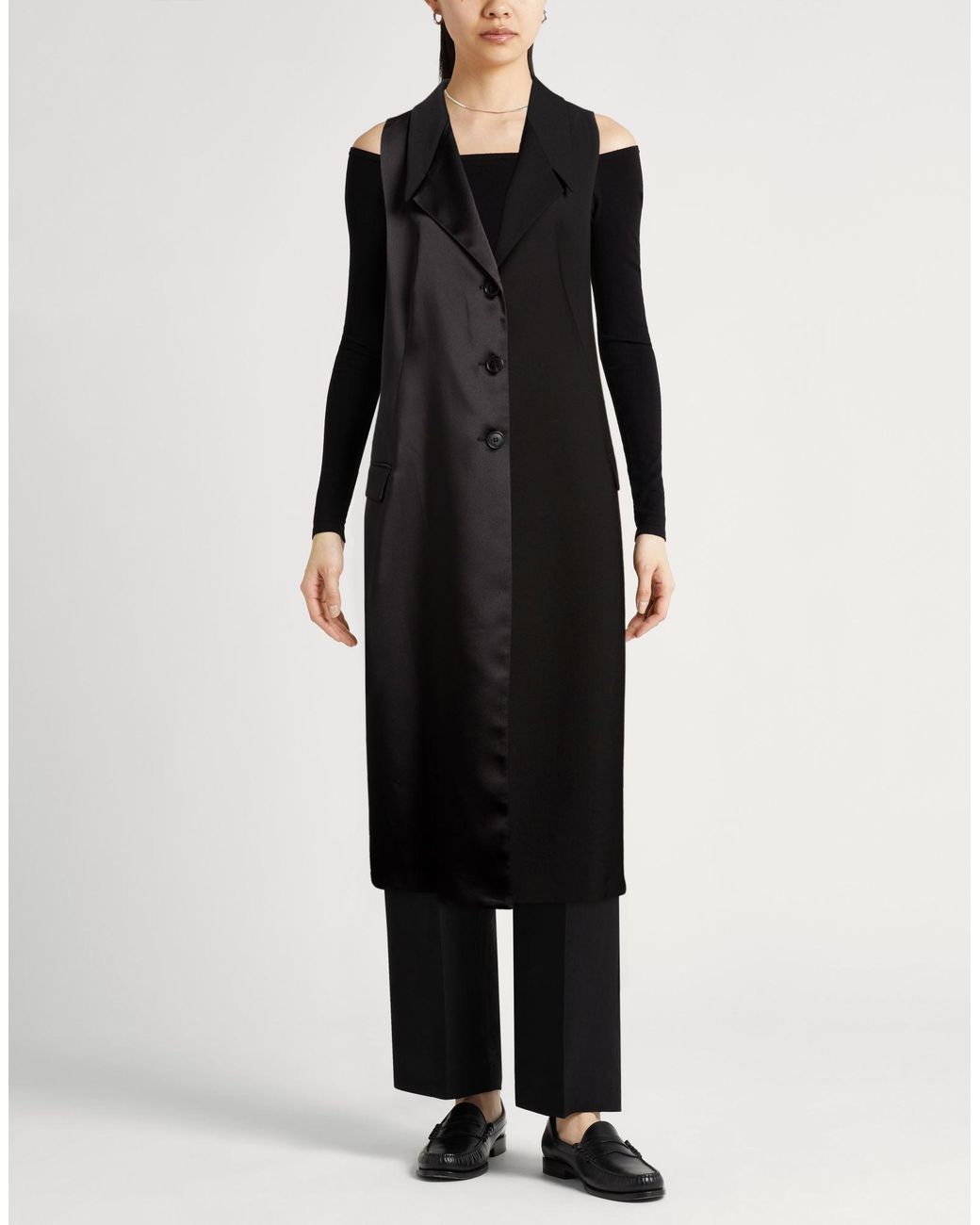 MEIMEIJ Black Overcoat & Trench Coat Polyester, Wool, Elastane