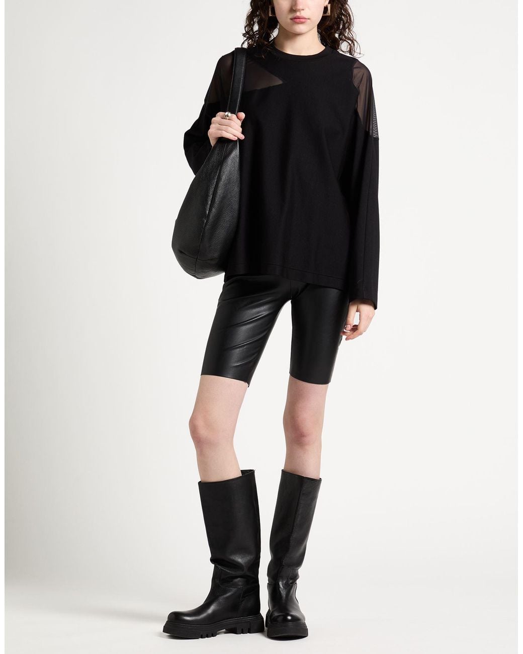 Jijil Black T-Shirt Viscose, Polyamide, Elastane