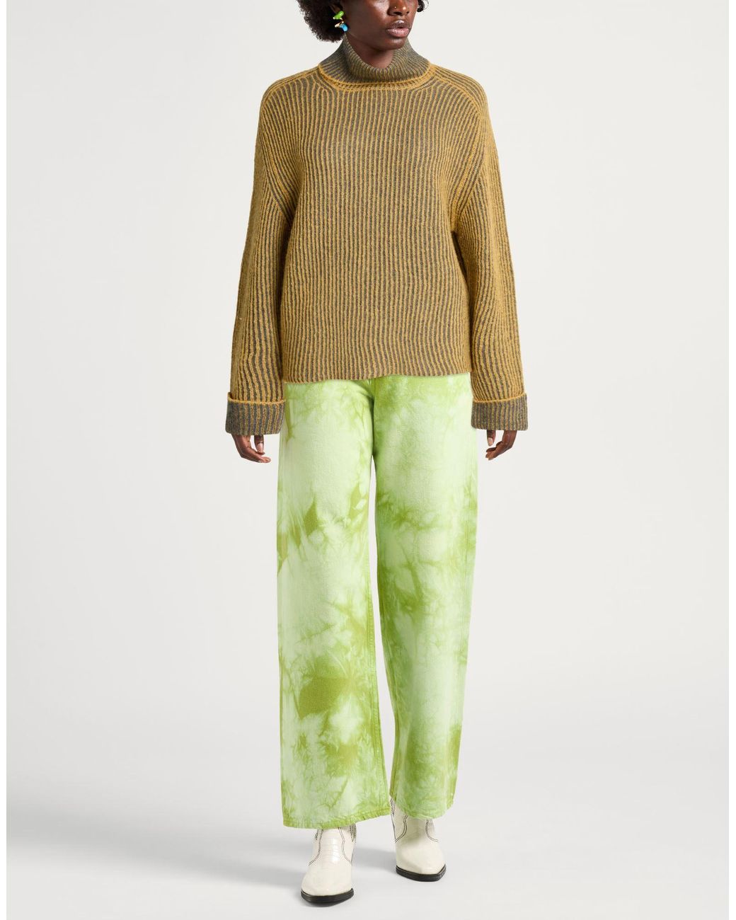 Twinset Green Turtleneck Wool, Cotton, Acrylic, Polyamide, Mohair Wool
