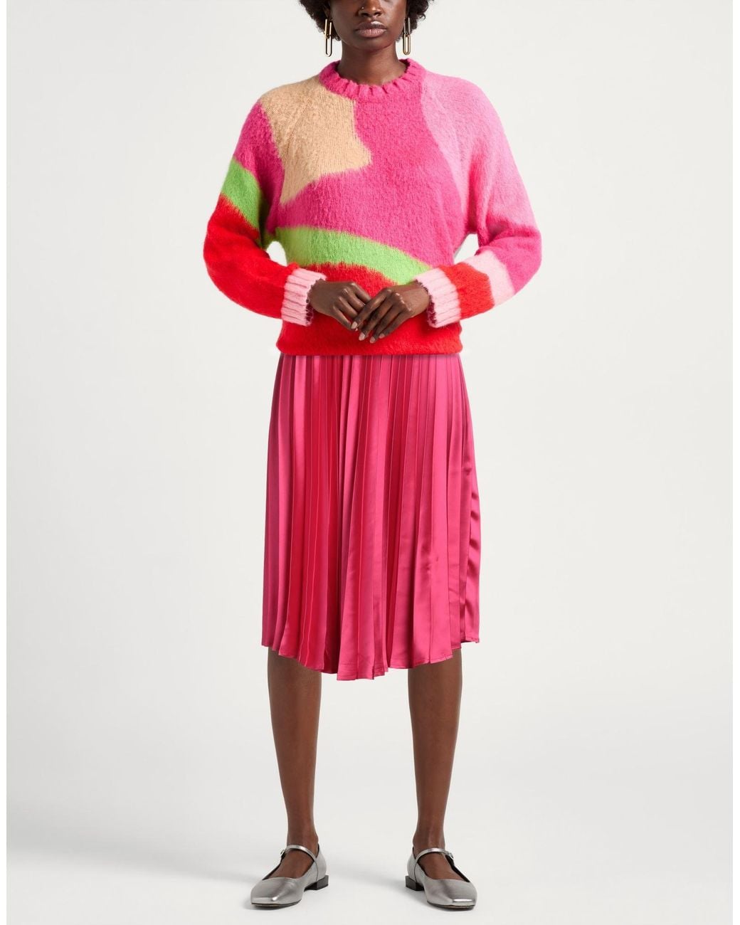 Gaelle Paris Pink Midi Skirt Polyester