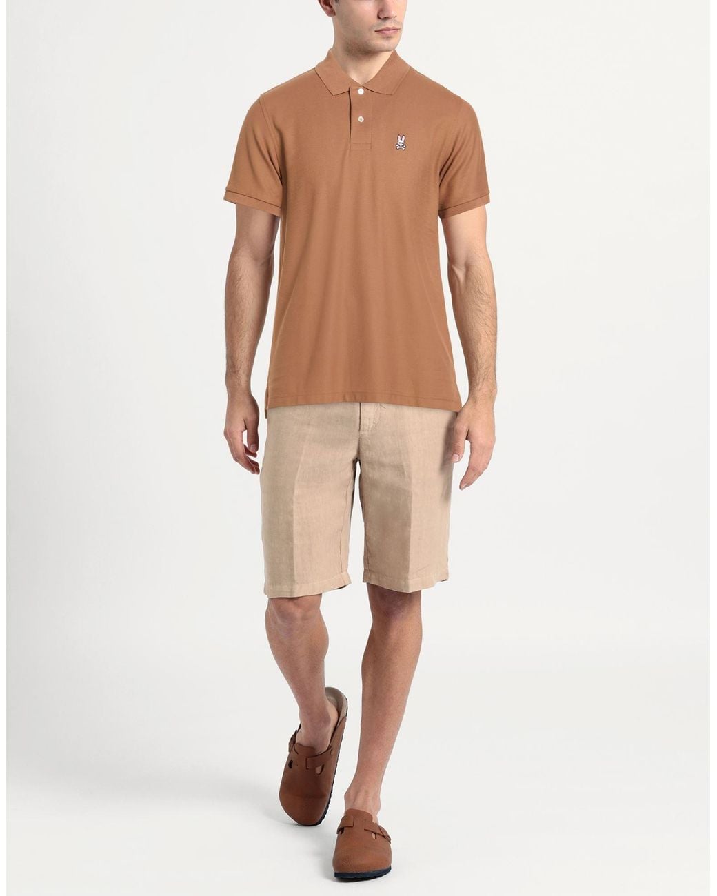 Psycho Bunny Brown Khaki Polo Shirt Pima Cotton for men