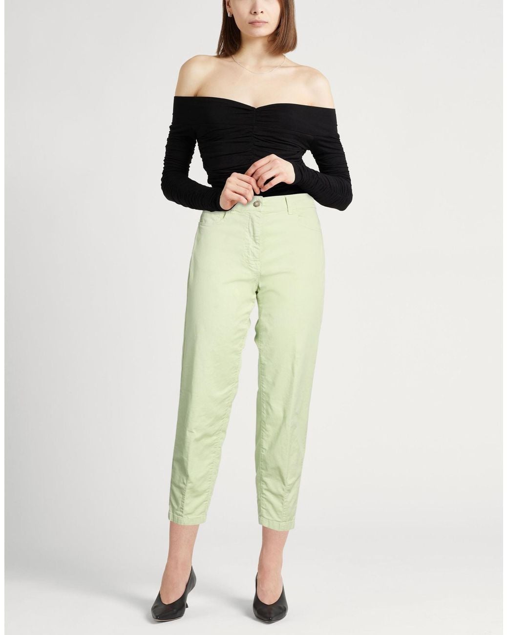 Peserico Yellow Easy Pants Cotton, Elastane