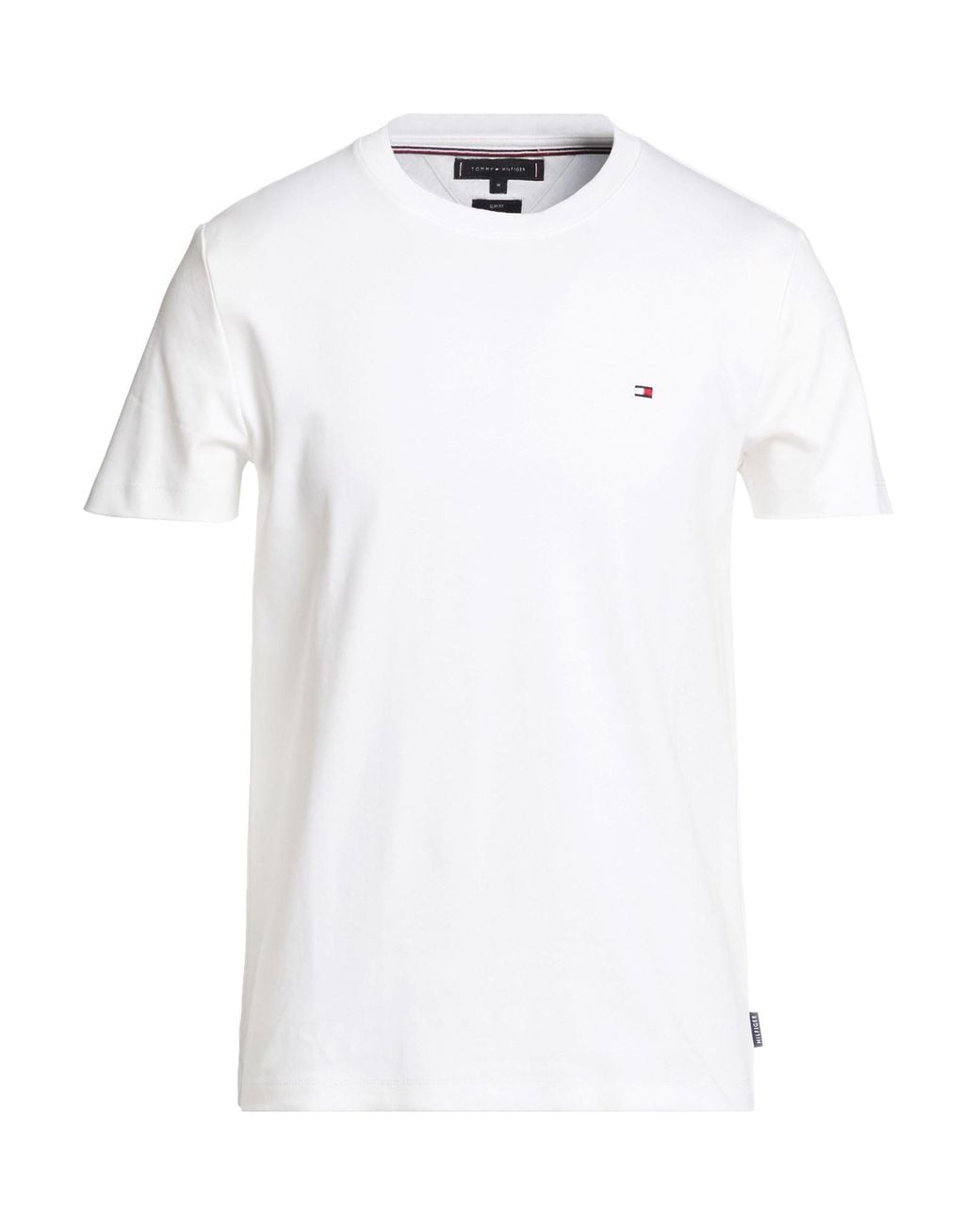 Tommy Hilfiger White T-Shirt Cotton, Elastolefin for men