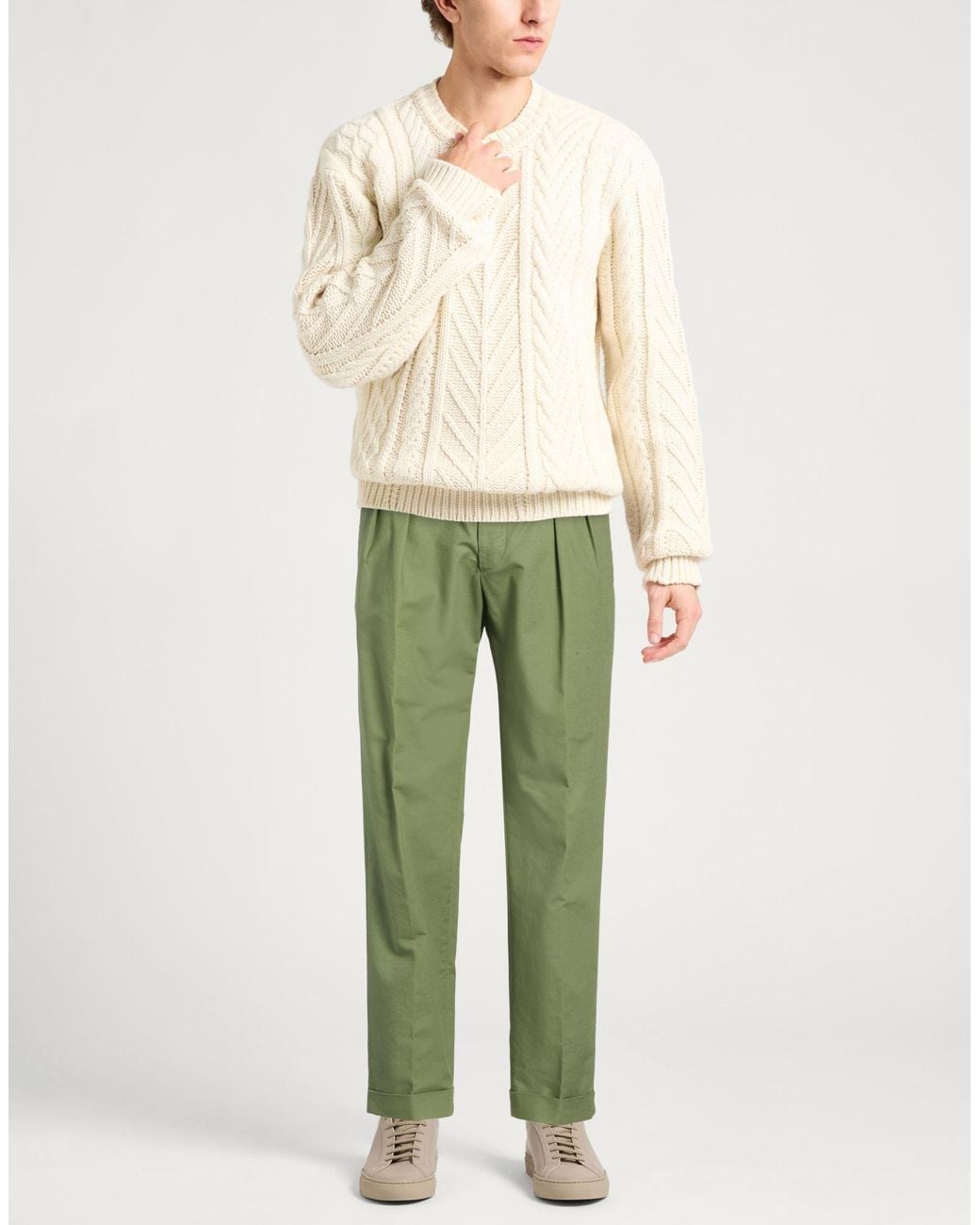 Incotex Green Pants Cotton, Elastane for men