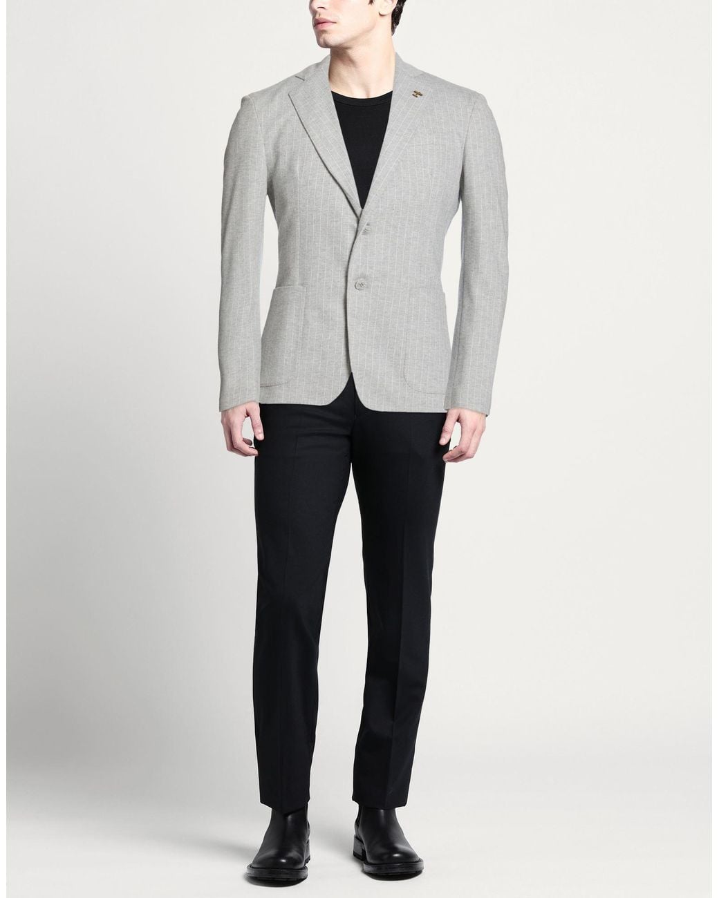 Havana & Co. Gray Light Blazer Polyester, Viscose, Elastane for men