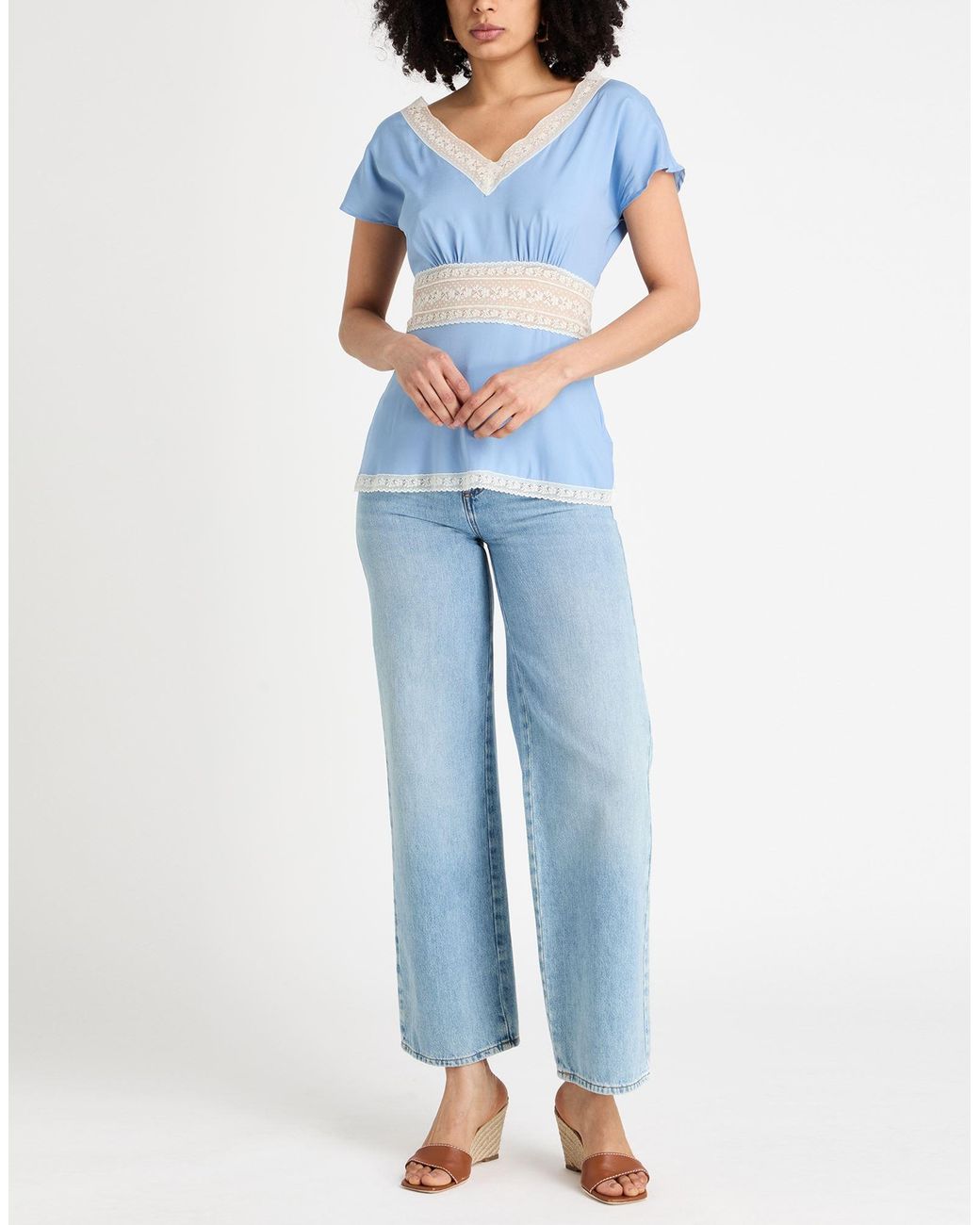 P.A.R.O.S.H. Blue P.A.R.O..H. Top Silk, Elastane, Polyamide
