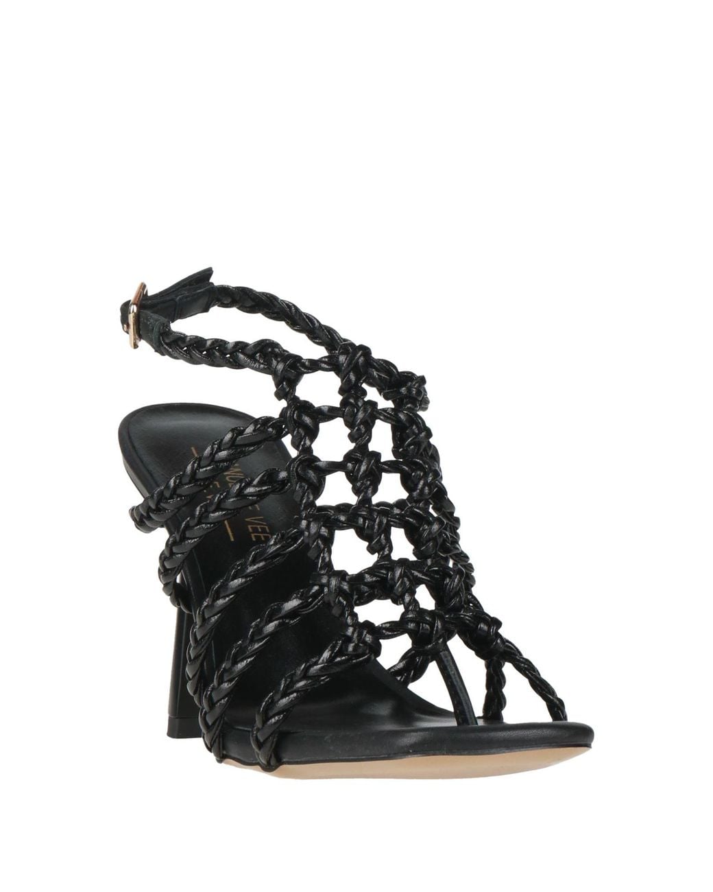 Emanuélle Vee Black Thong Sandal Leather