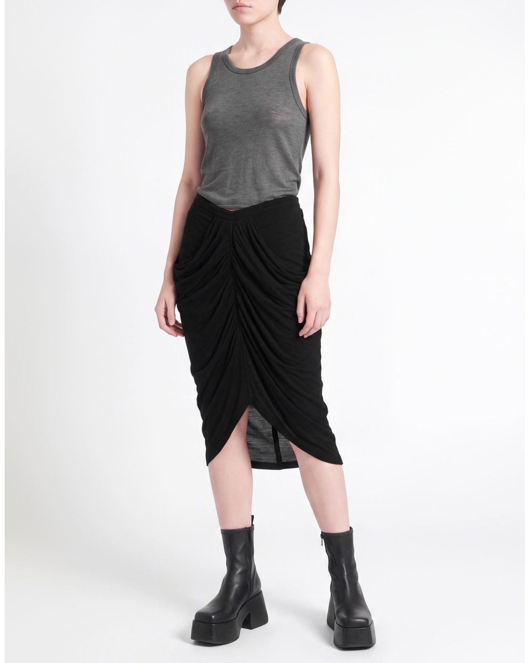 Isabel Marant Black Midi Skirt Polyamide, Linen, Virgin Wool