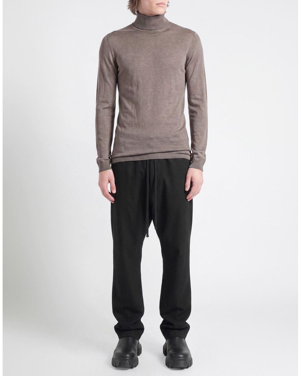 Rick Owens Brown Khaki Turtleneck Virgin Wool for men