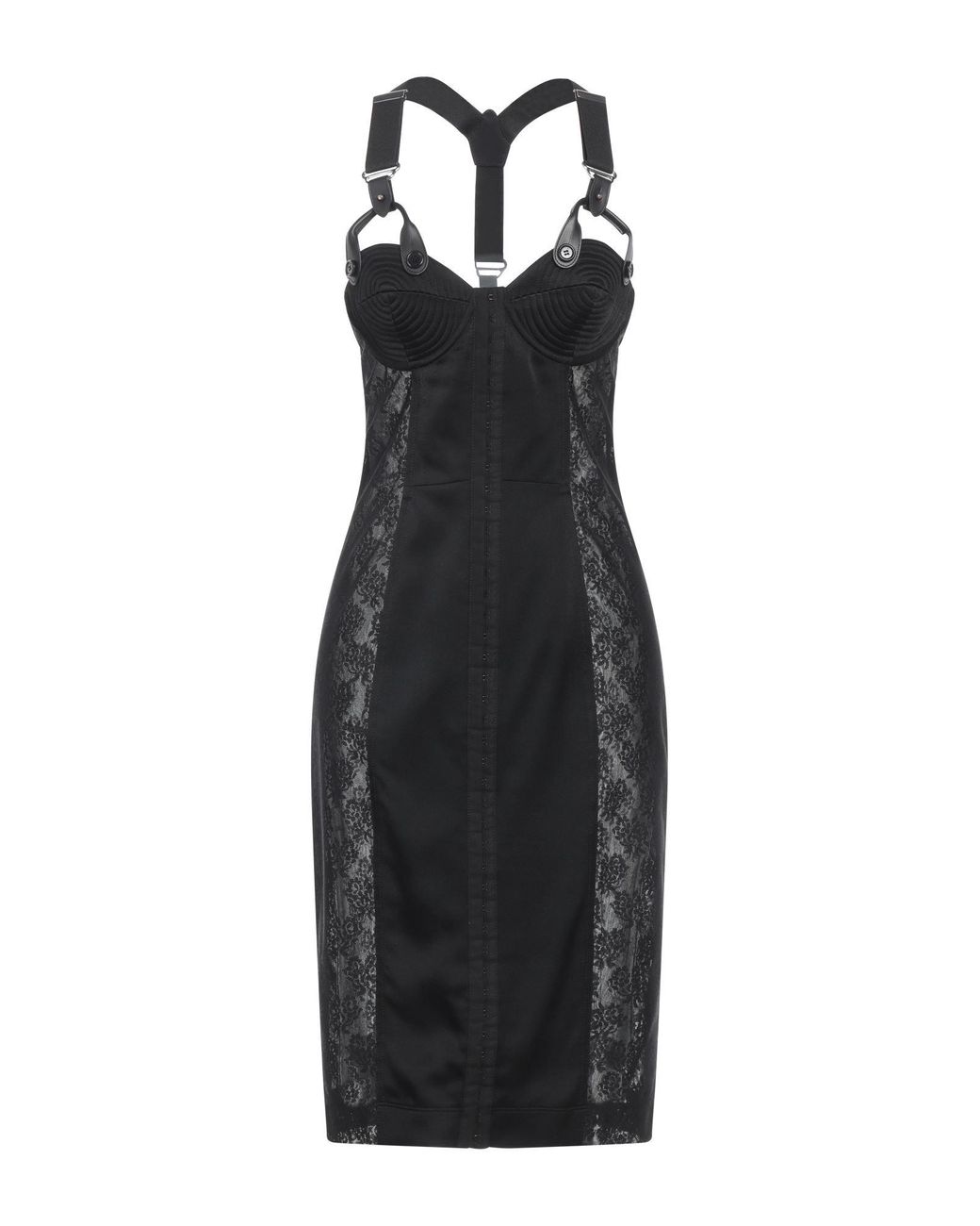 Moschino Black Midi Dress Polyamide, Elastane, Acetate, Viscose