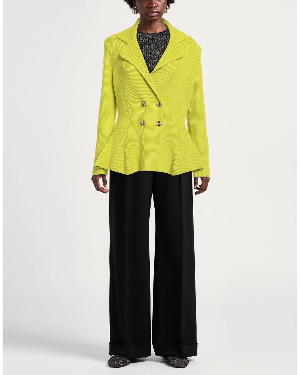 Elisabetta Franchi Yellow Lime Blazer Viscose, Polyamide, Polyester