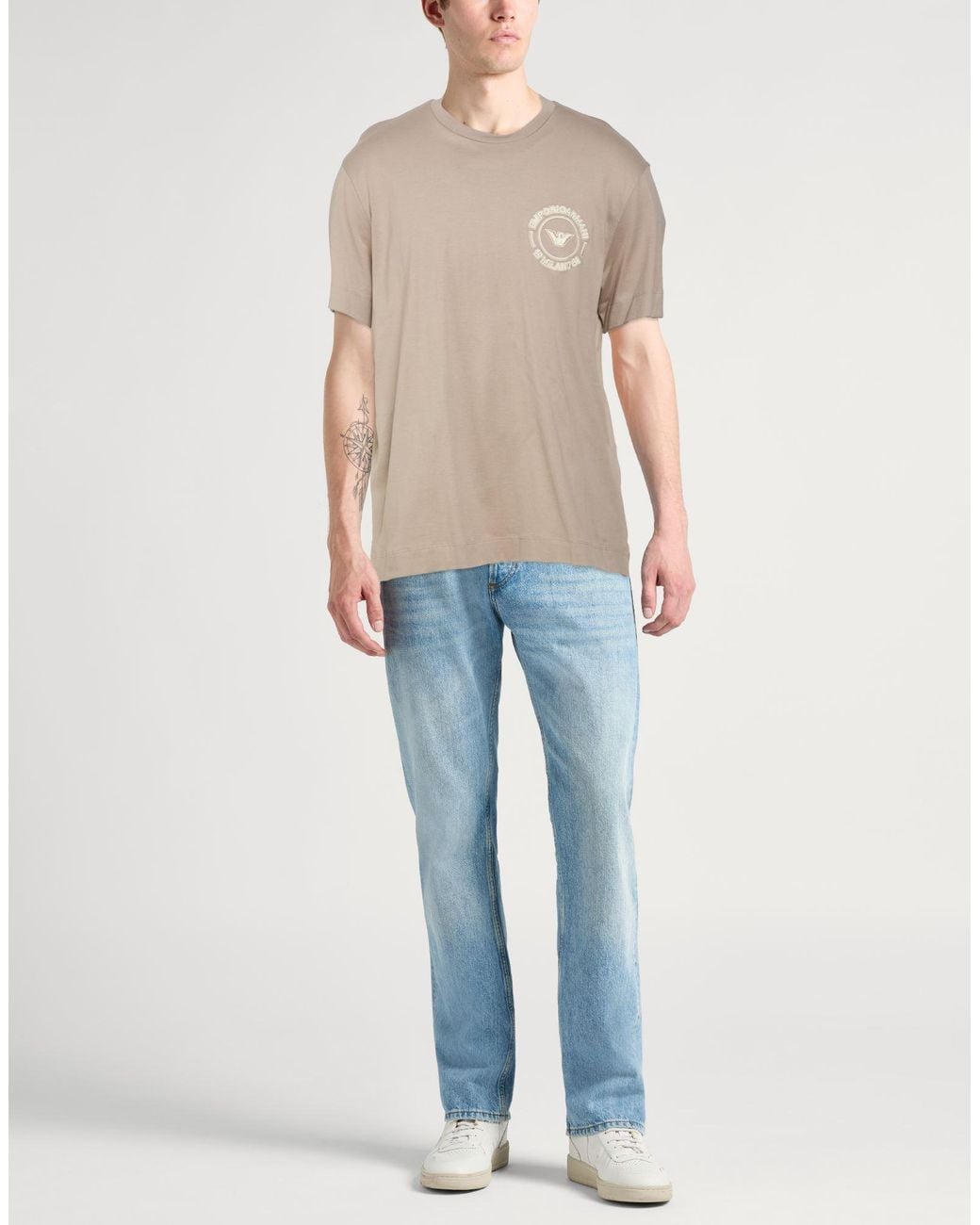 Emporio Armani Natural Taupe T-Shirt Cotton for men