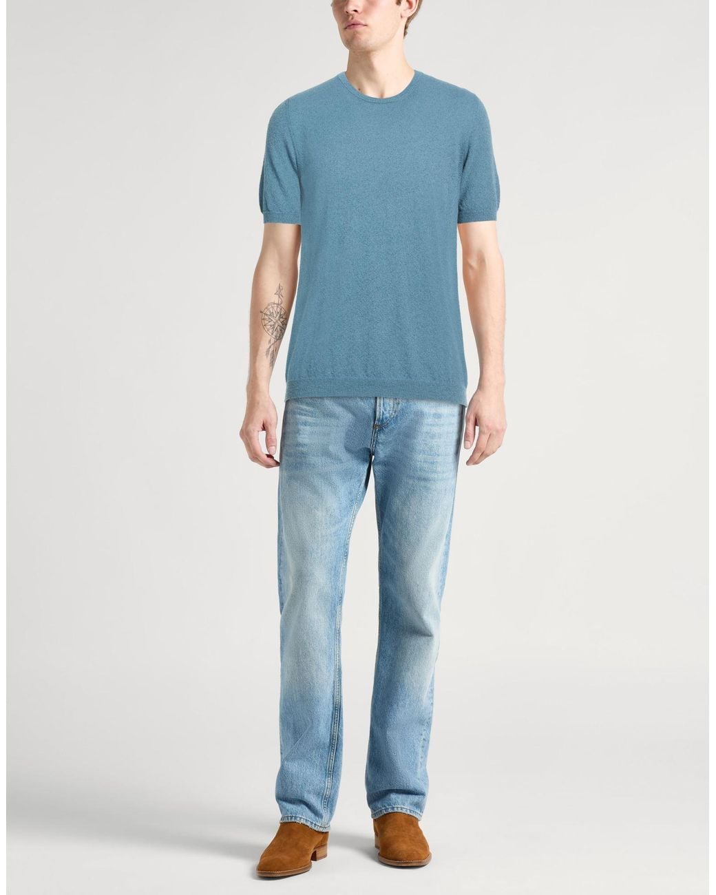 Roberto Collina Blue Sweater Cotton, Polyamide for men
