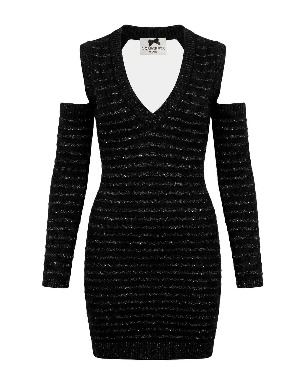 No Secrets Black Mini Dress Viscose, Polyester, Polyamide, Metal, Pbt