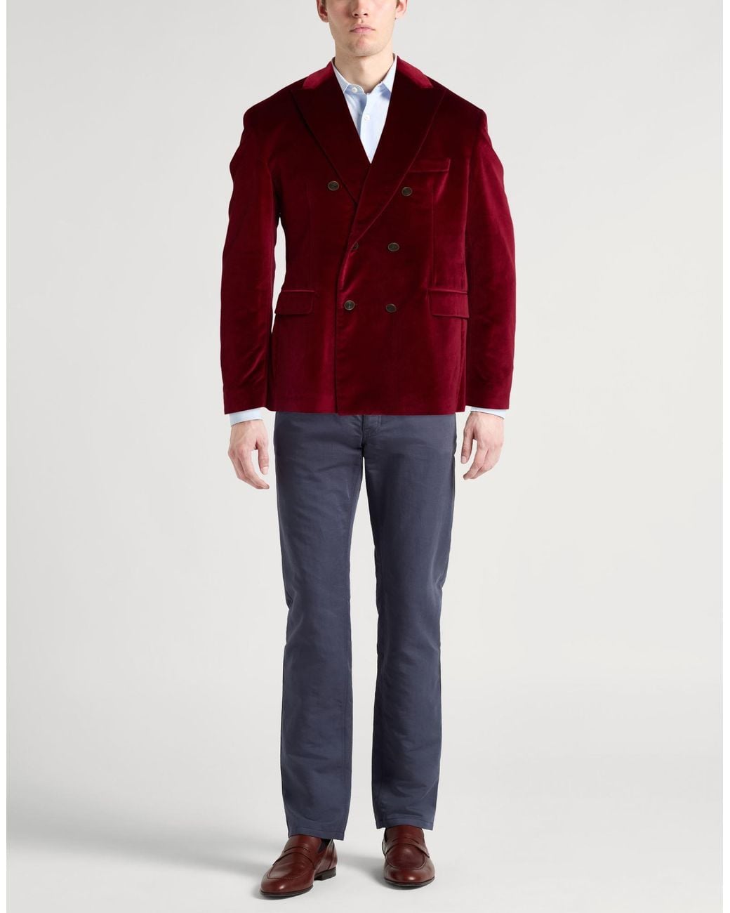 Incotex Red Burgundy Blazer Cotton for men