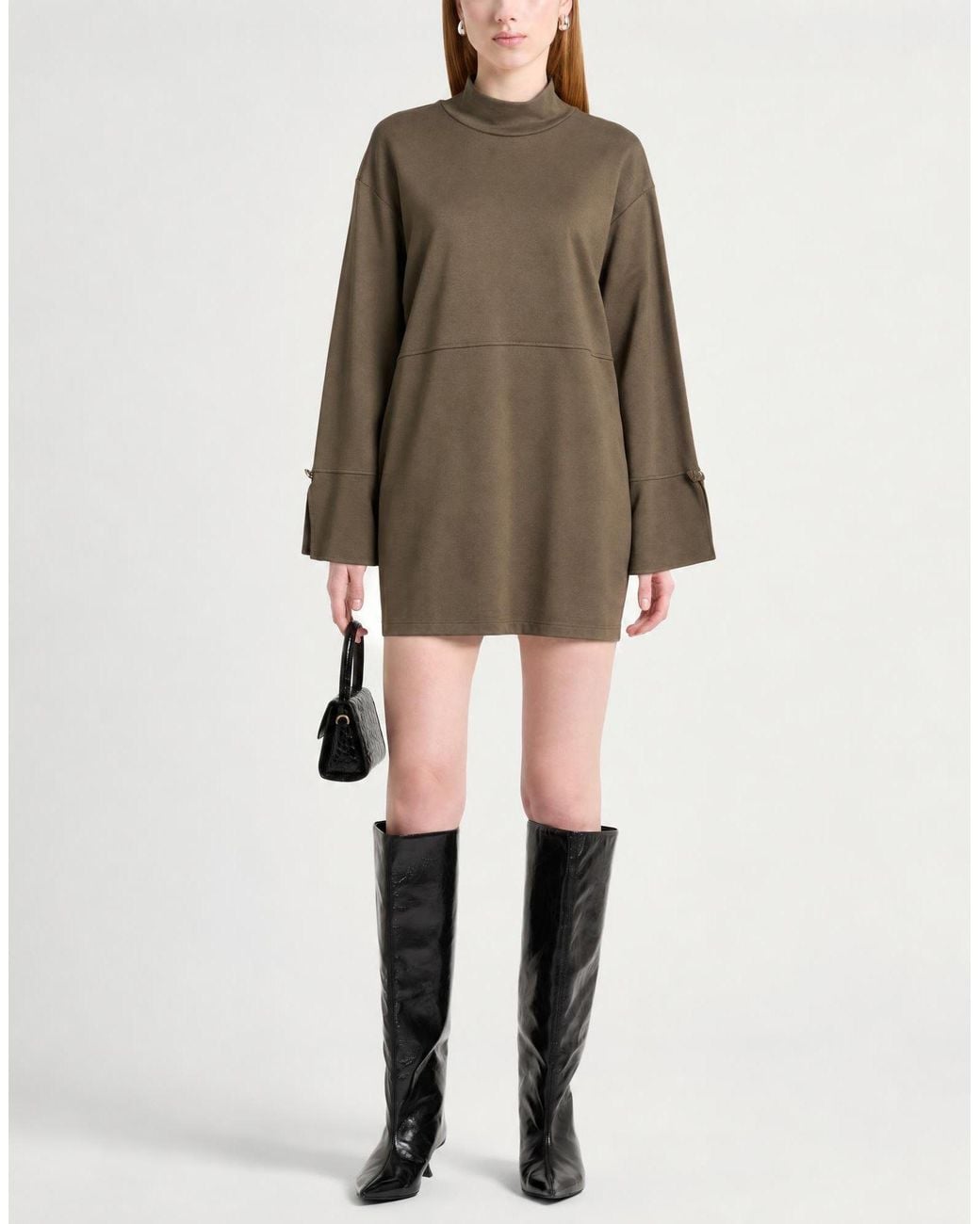 Jijil Brown Military Mini Dress Viscose, Polyamide, Elastane