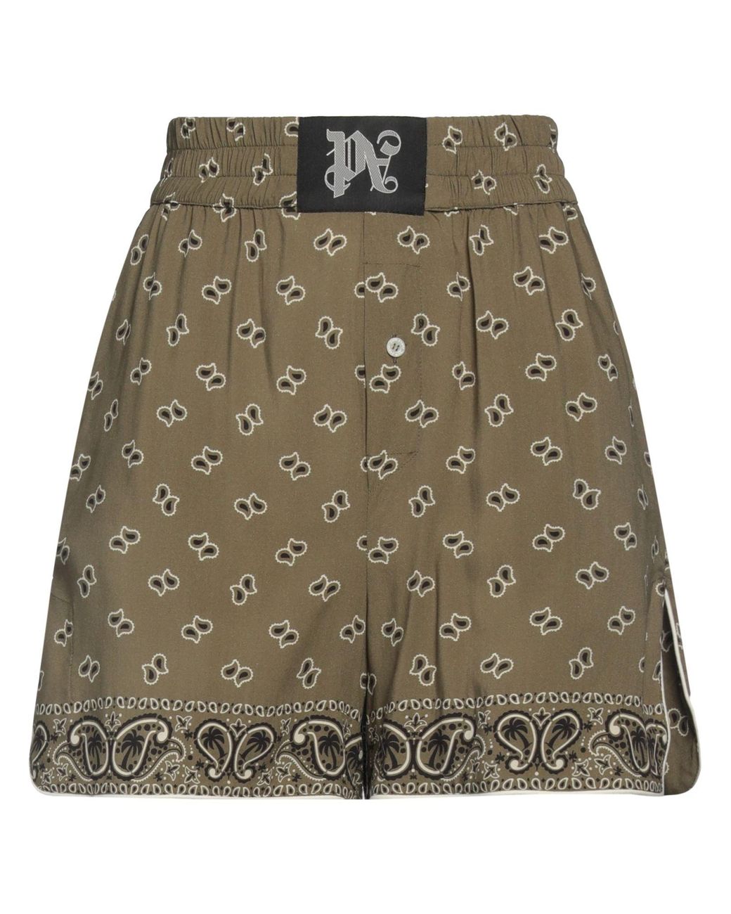 Palm Angels Green Shorts & Bermuda Shorts Viscose, Cotton