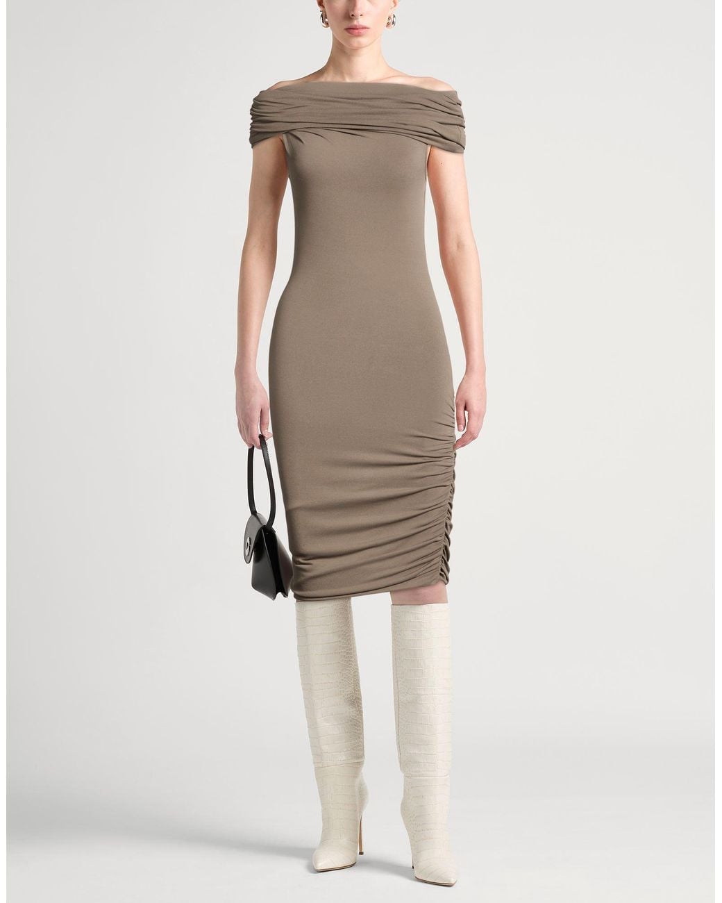 Rick Owens Gray Midi Dress Viscose, Polyamide, Elastane
