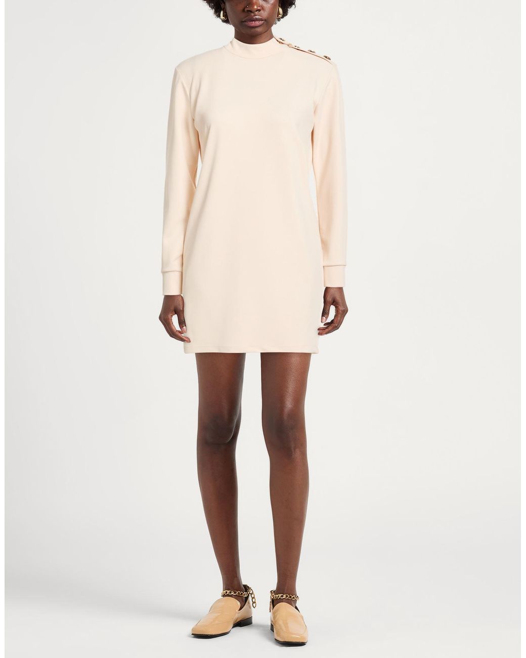 Gaelle Paris Natural Cream Mini Dress Polyester, Elastane