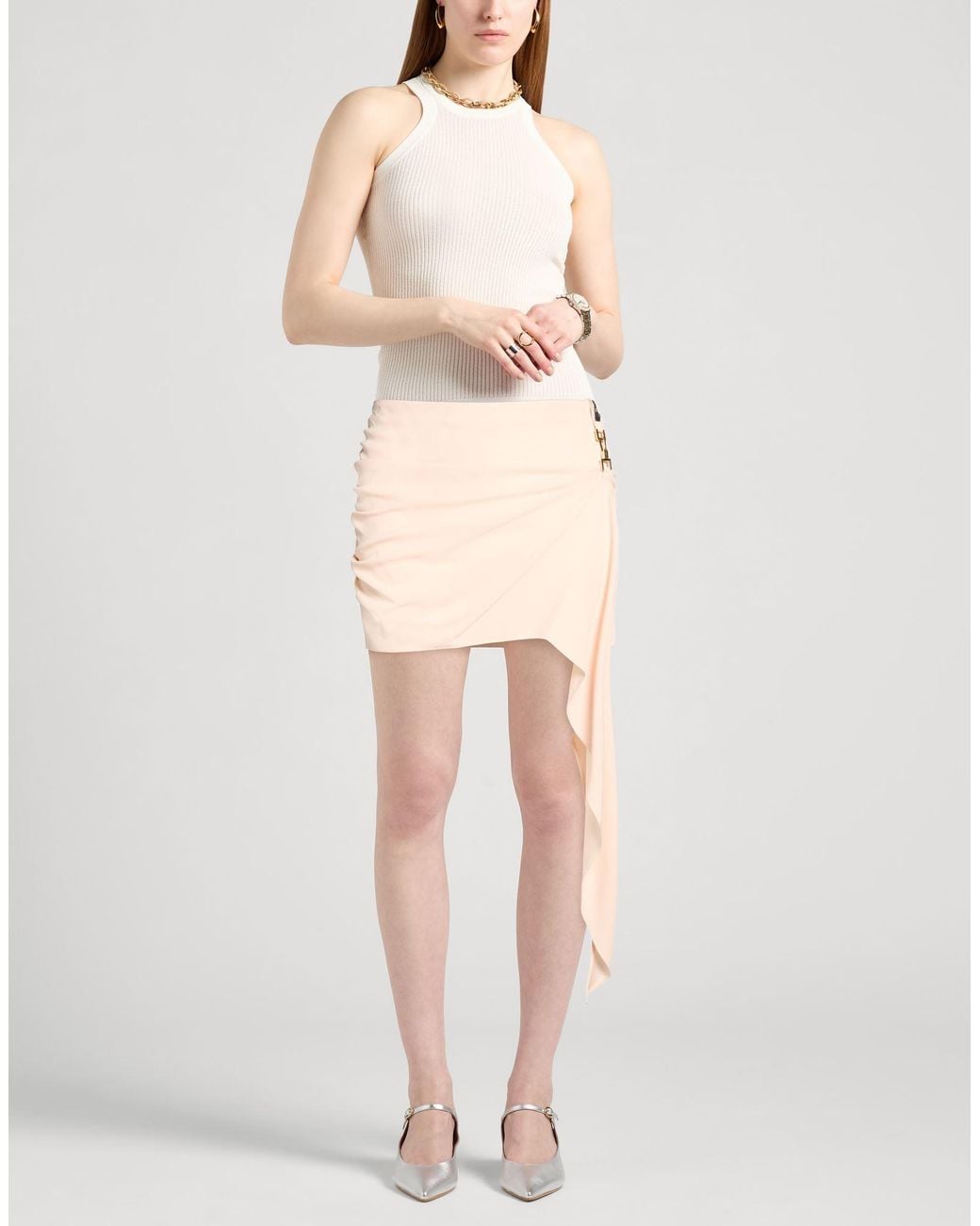 Elisabetta Franchi White Mini Skirt Acetate, Viscose