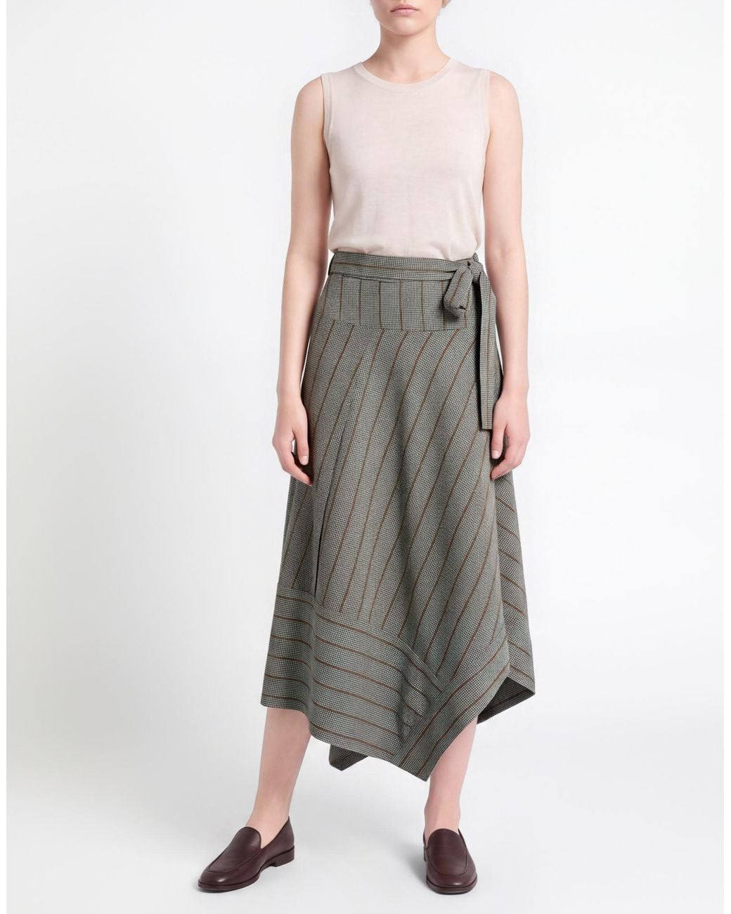 Alysi Gray Midi Skirt Polyester, Wool, Elastane, Cotton