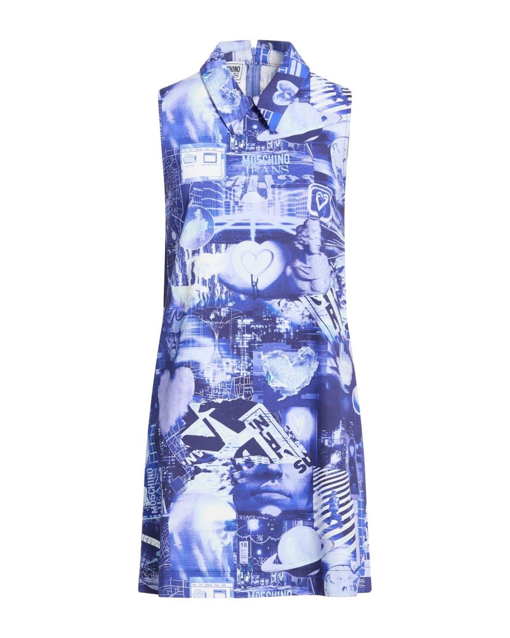 Moschino Blue Bright Mini Dress Cotton, Elastane