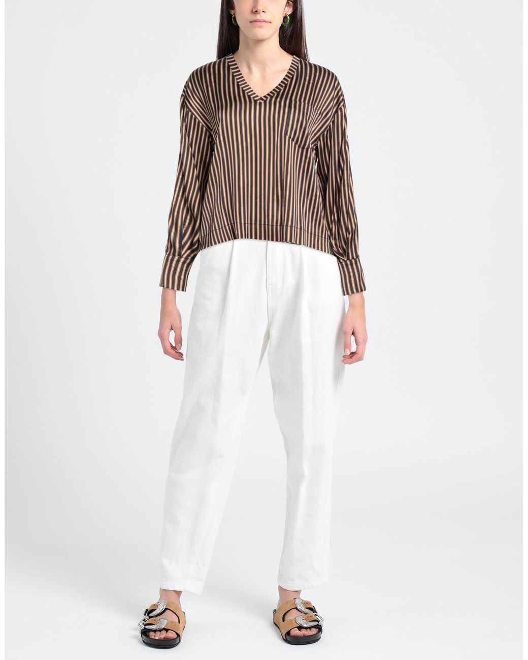 Shirtaporter Brown Camel Top Viscose, Elastane