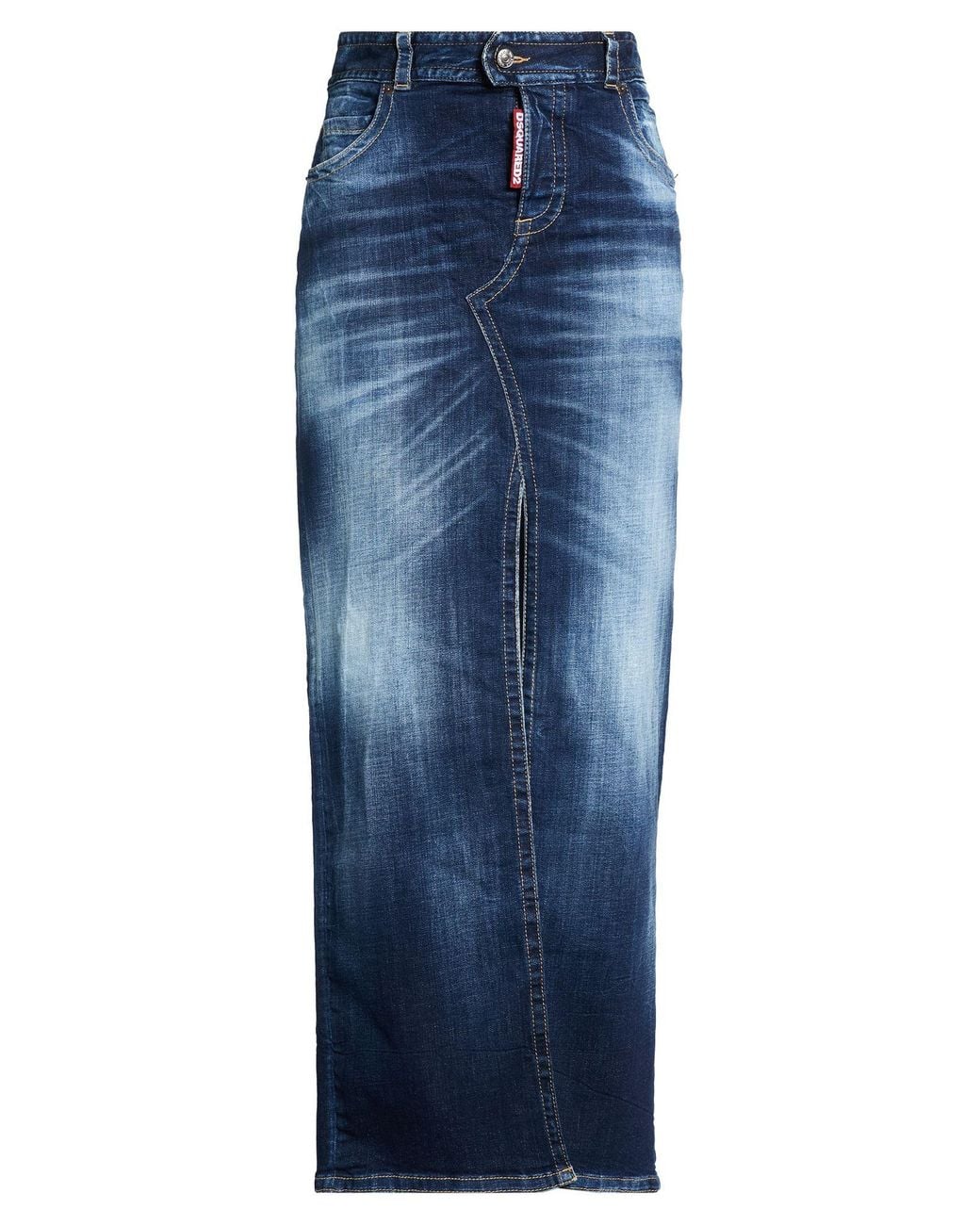 DSquared² Blue Denim Skirt Cotton, Elastane, Calfskin