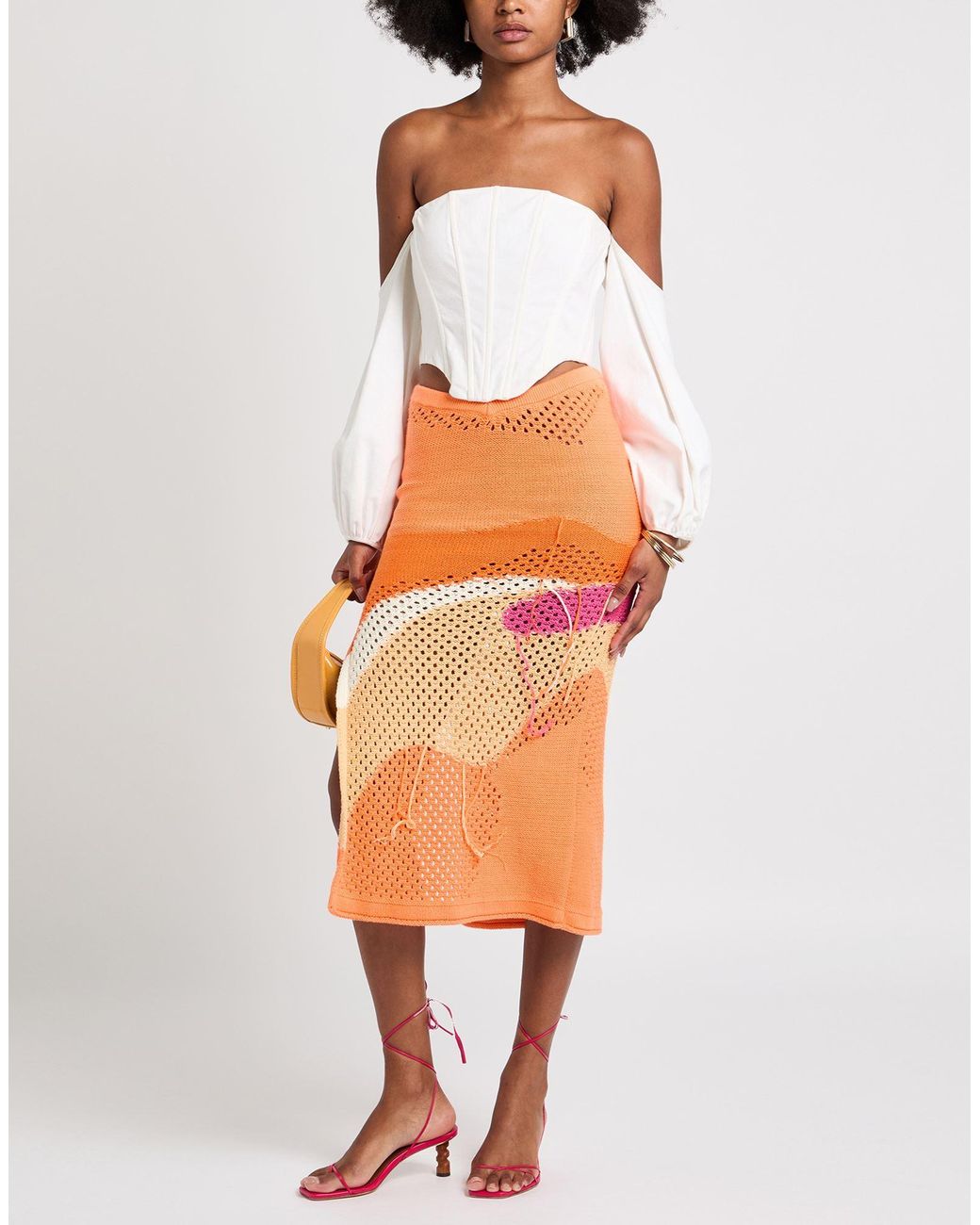 House Of Sunny Orange Midi Skirts