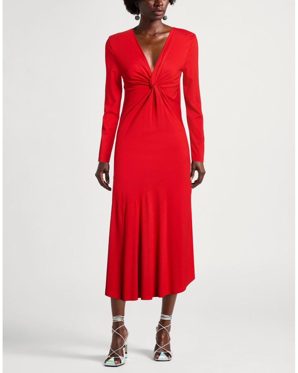 Dixie Red Midi Dress Viscose, Polyamide, Elastane
