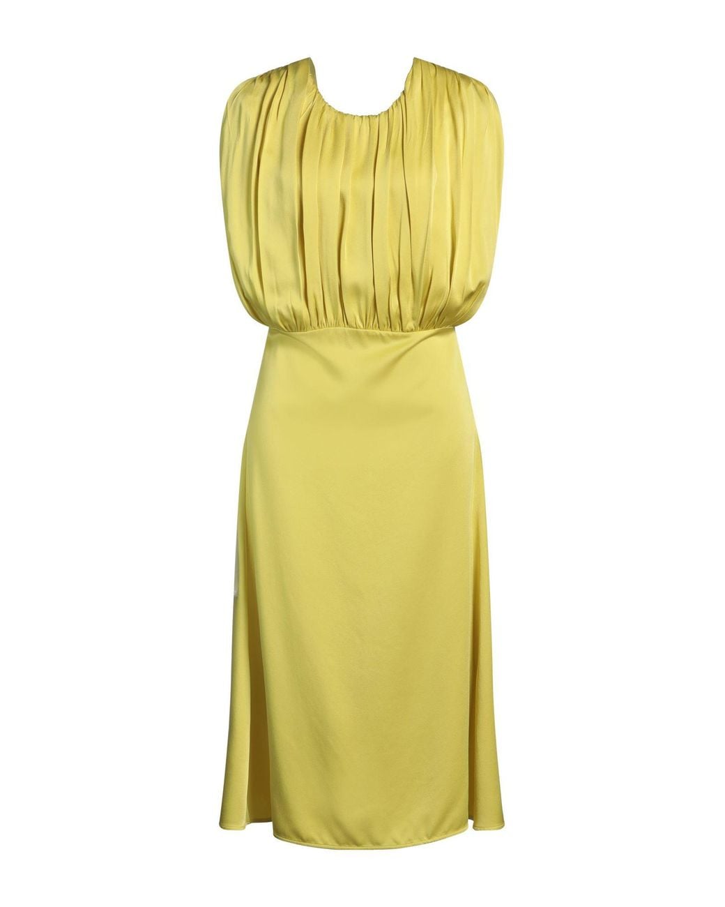 Jil Sander Yellow Midi Dress Acetate, Viscose