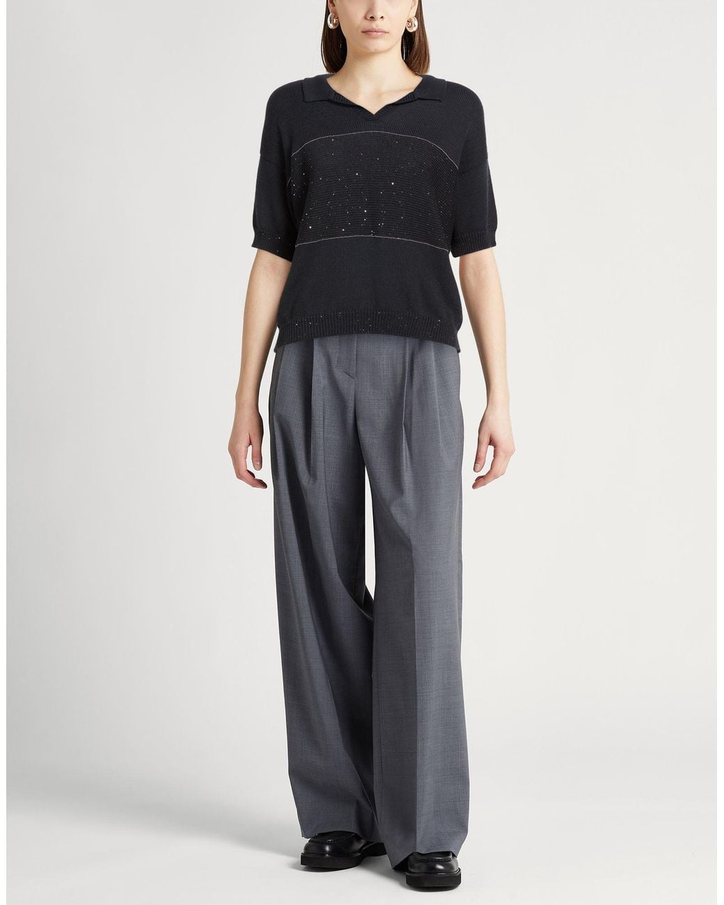 Peserico Black Midnight Sweater Cotton, Polyester