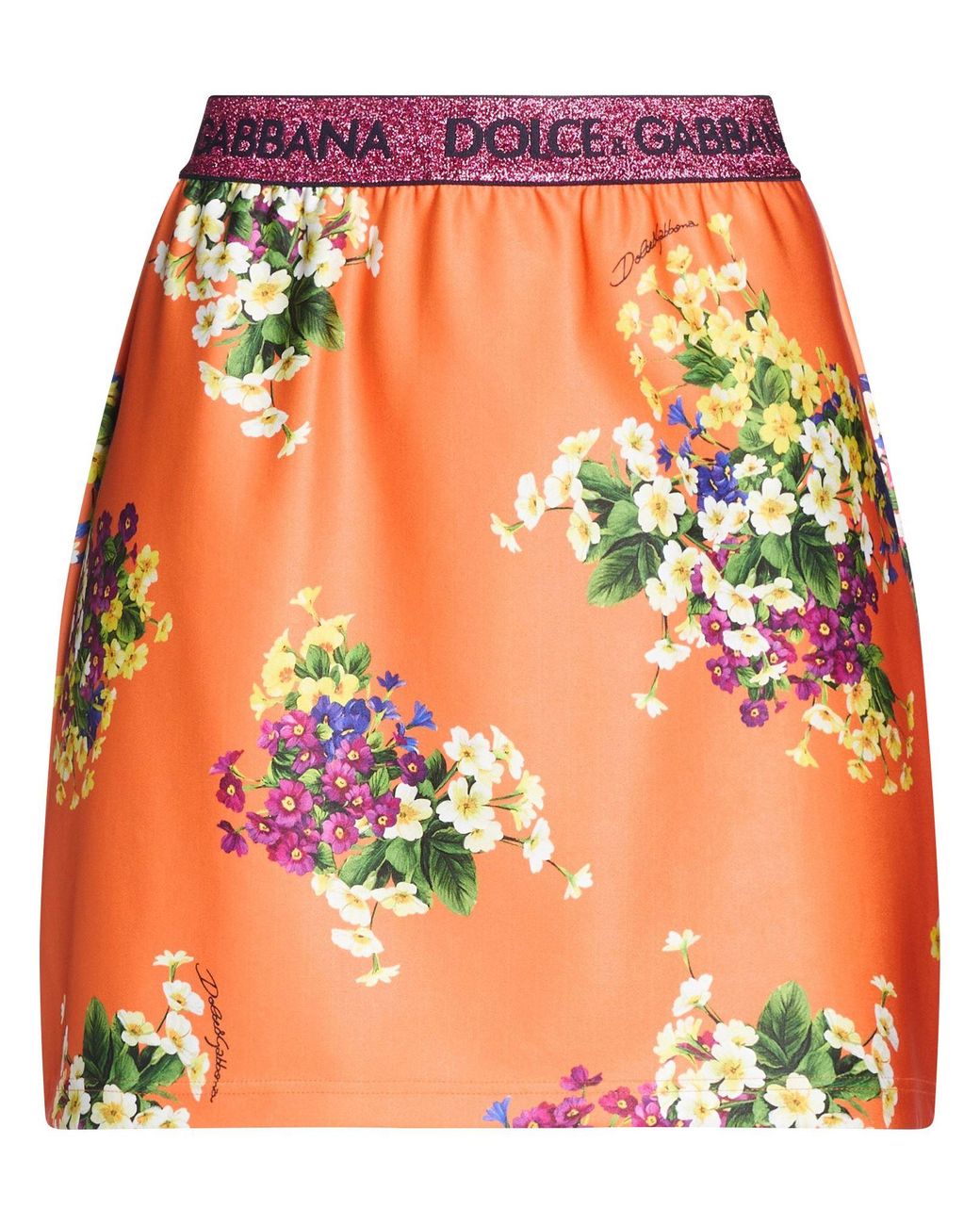 Dolce & Gabbana Orange Mini Skirt Polyamide, Polyester, Elastane