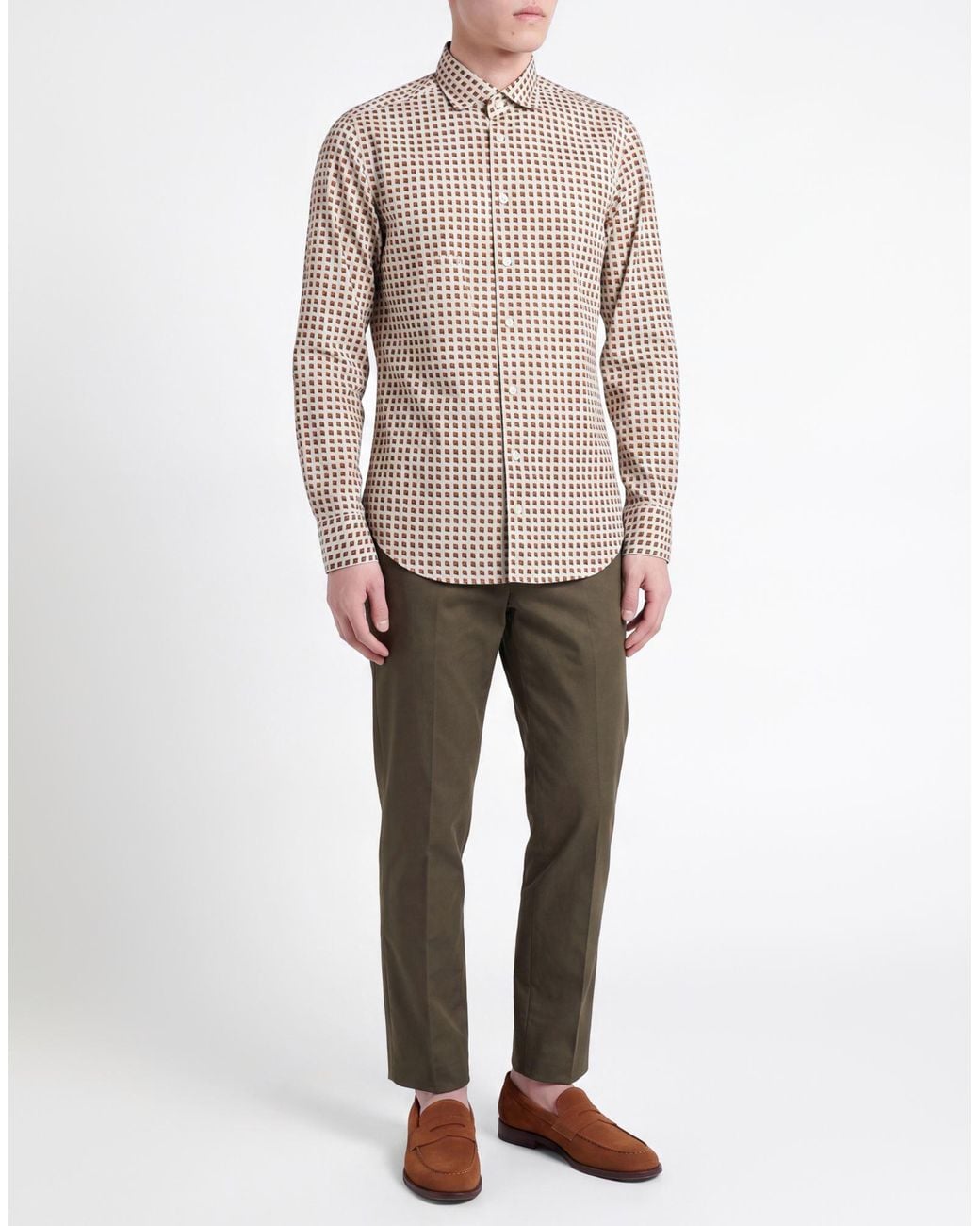BASTONCINO White Khaki Shirt Cotton for men