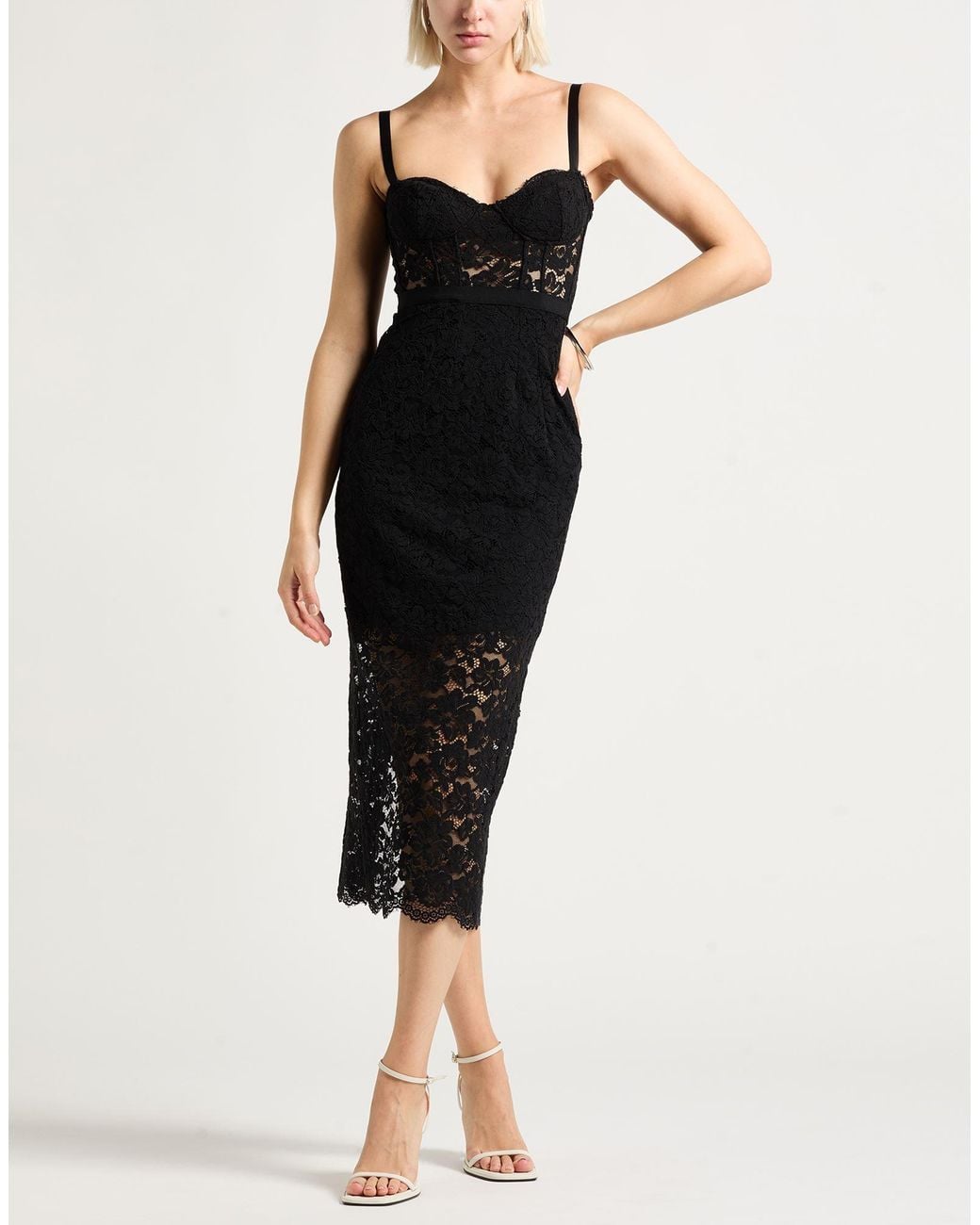 Imperial Black Midi Dress Polyamide, Cotton