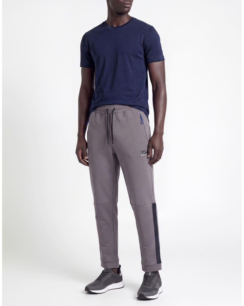 EA7 Gray Pants Polyester, Cotton, Elastane for men