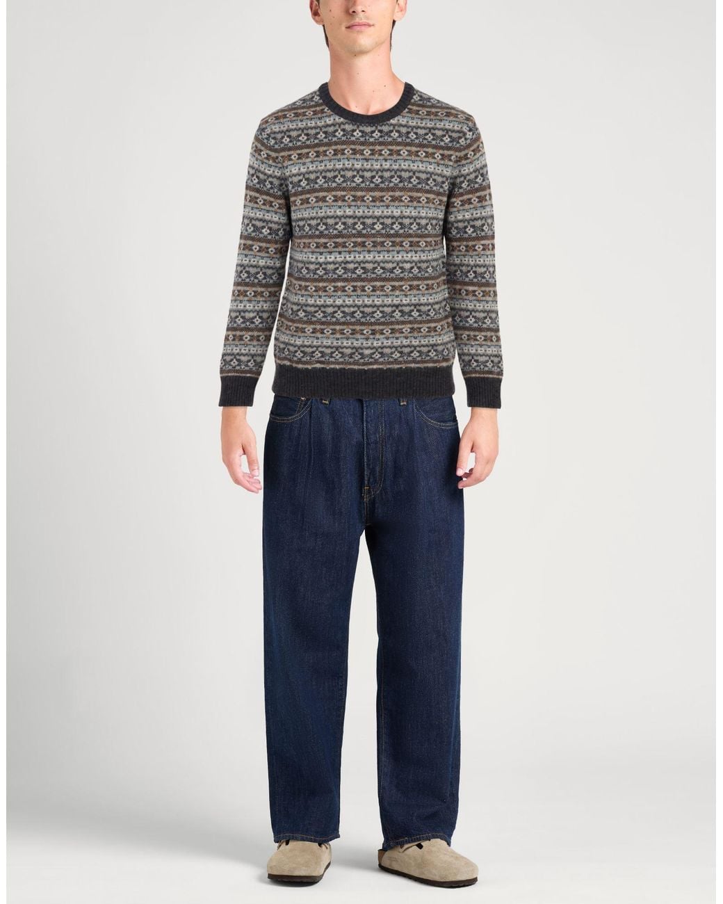Brooksfield Gray Sweater Wool, Polyamide for men