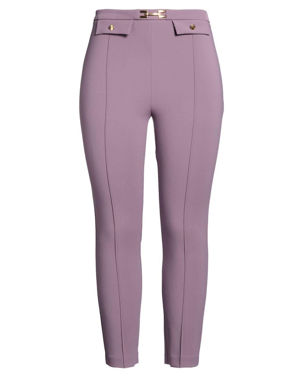 Elisabetta Franchi Purple Pants Polyester, Elastane