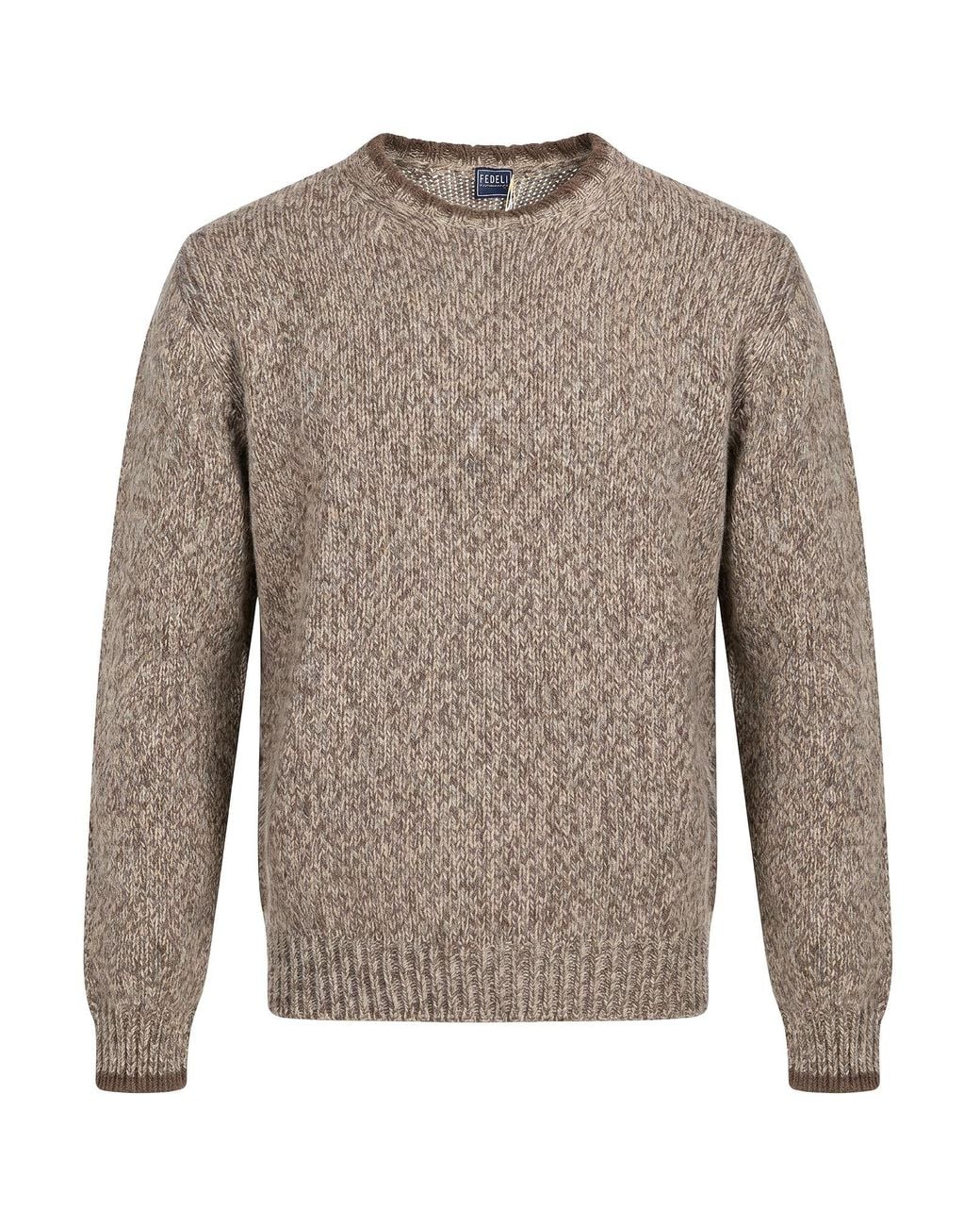 Fedeli Gray Sweater Alpaca Wool, Virgin Wool for men