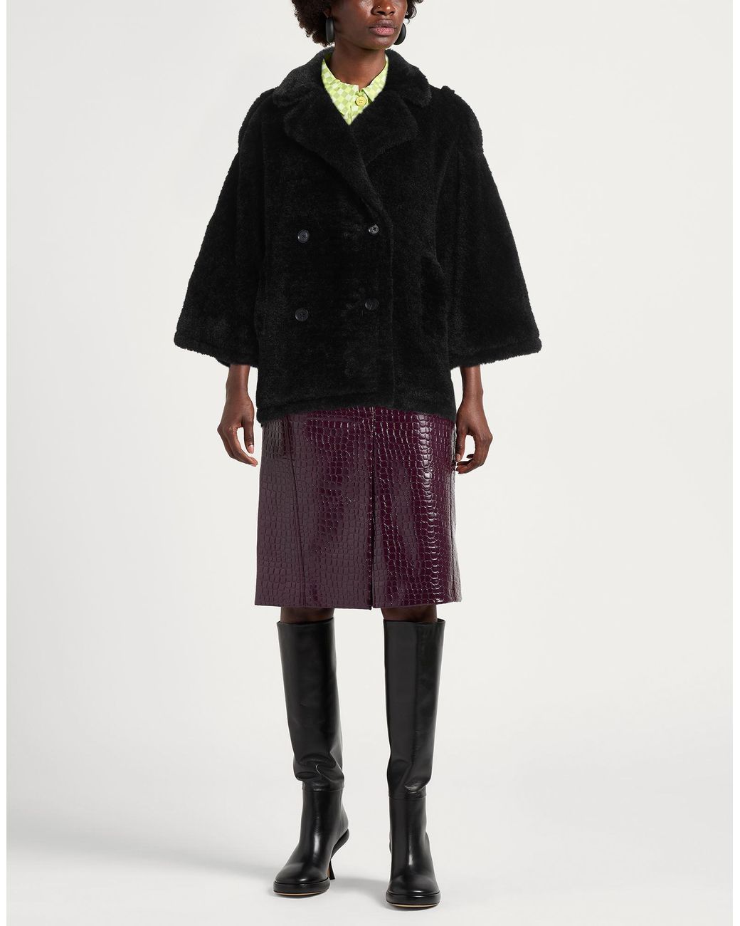 Gaelle Paris Black Shearling & Teddy