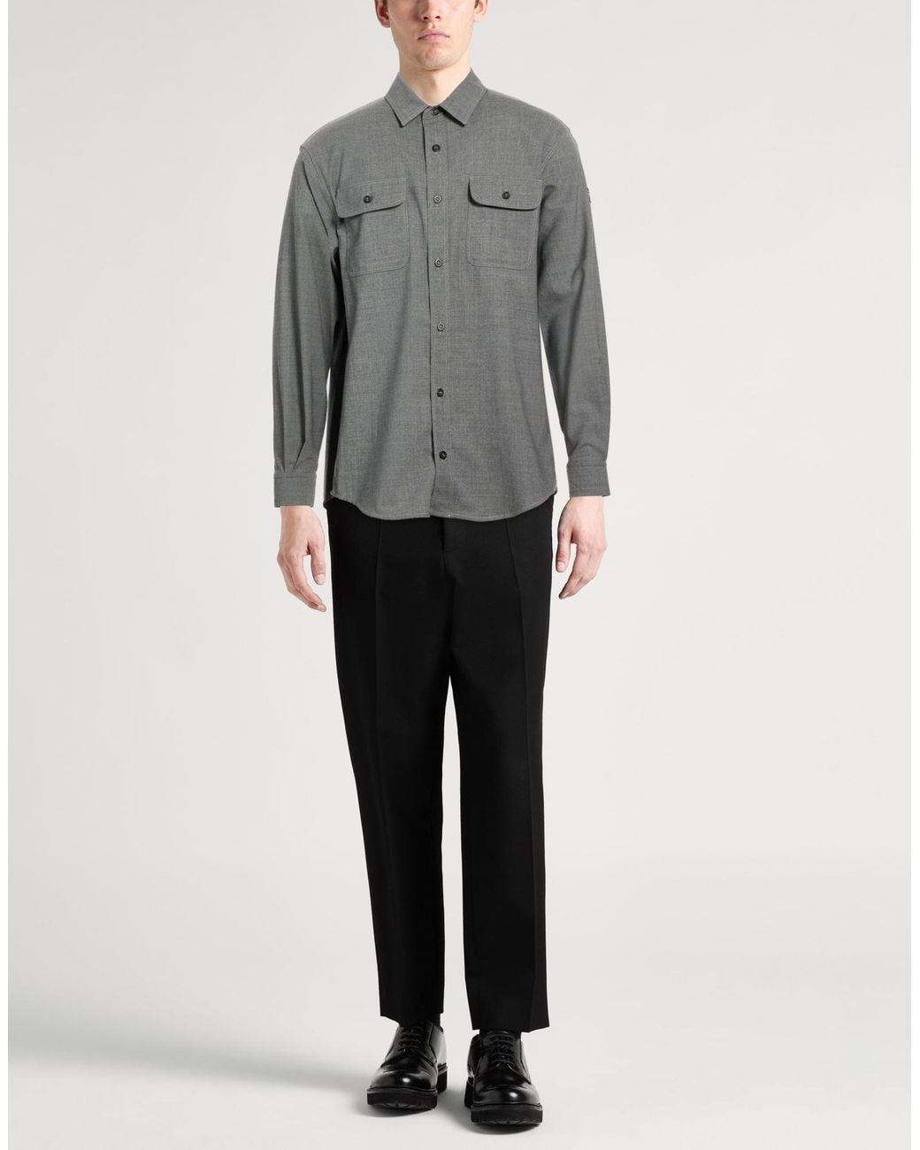 Paul & Shark Gray Shirt Polyester, Wool, Elastane for men