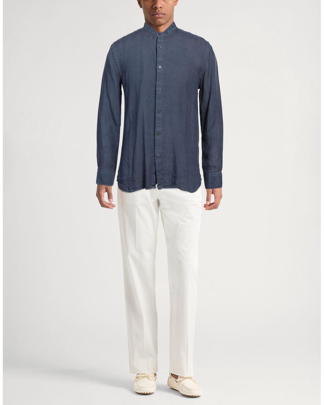 120% Lino Blue Shirt for men