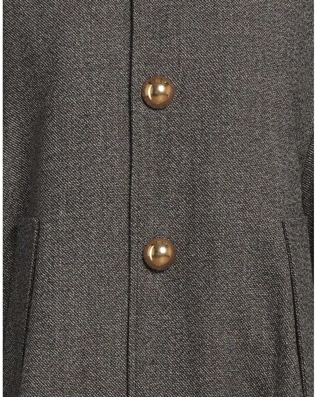 AMI Gray Dark Coat Virgin Wool, Cotton