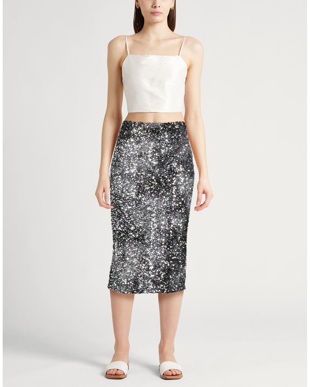 Marella Gray Midi Skirt Polyester
