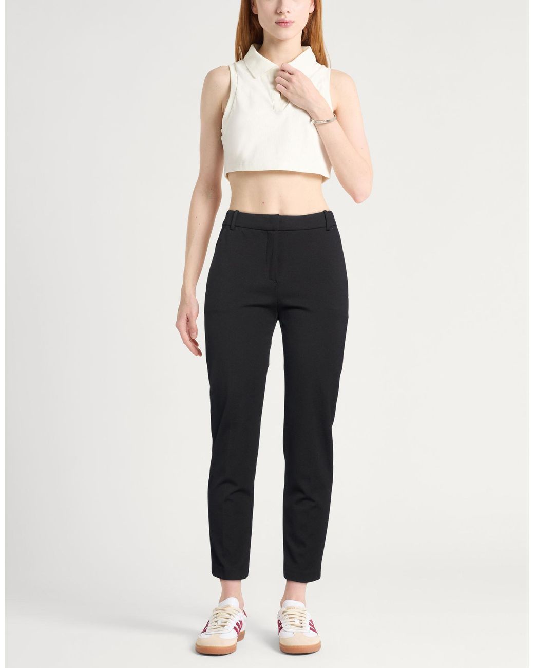 Pinko Black Pants Viscose, Polyamide, Elastane