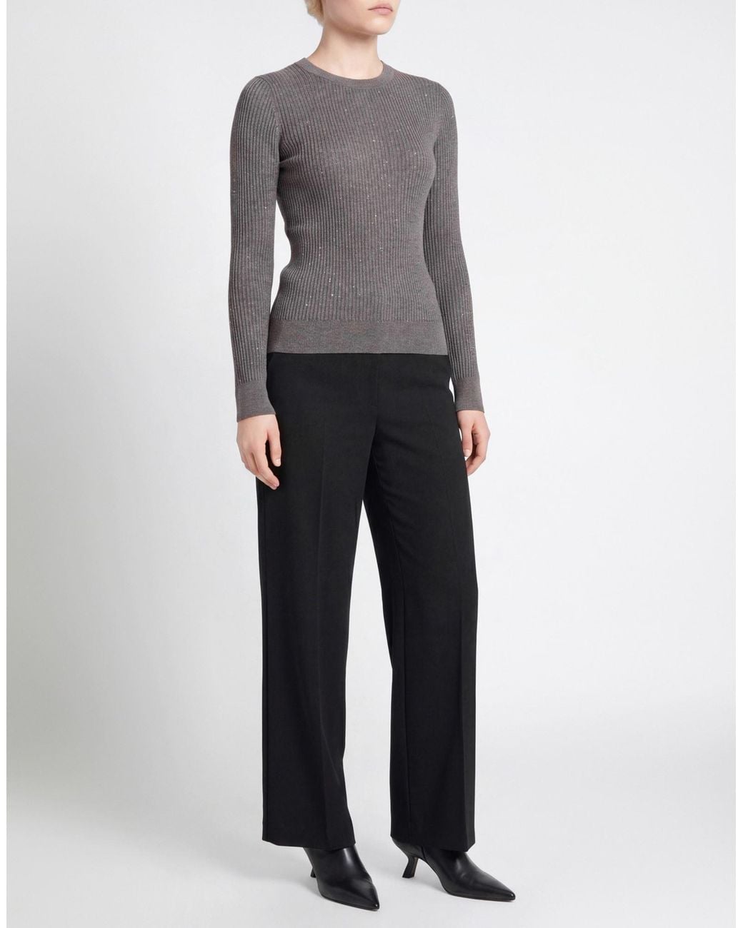 Max Mara Gray Sweater Silk, Wool, Polyamide, Elastane
