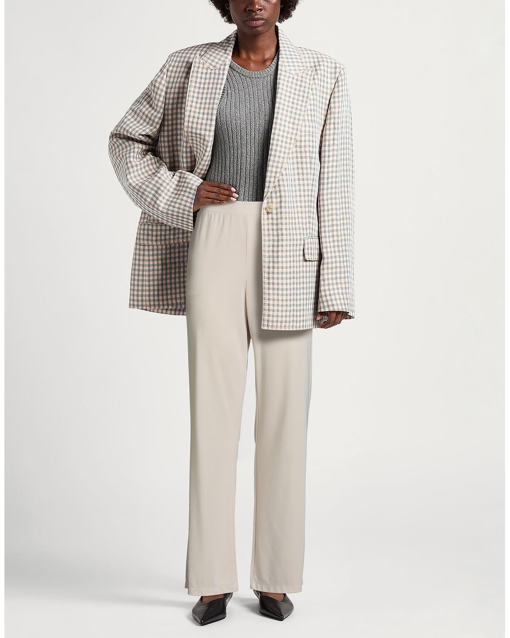 SEVENTY VENEZIA White Ivory Pants Polyester, Elastane