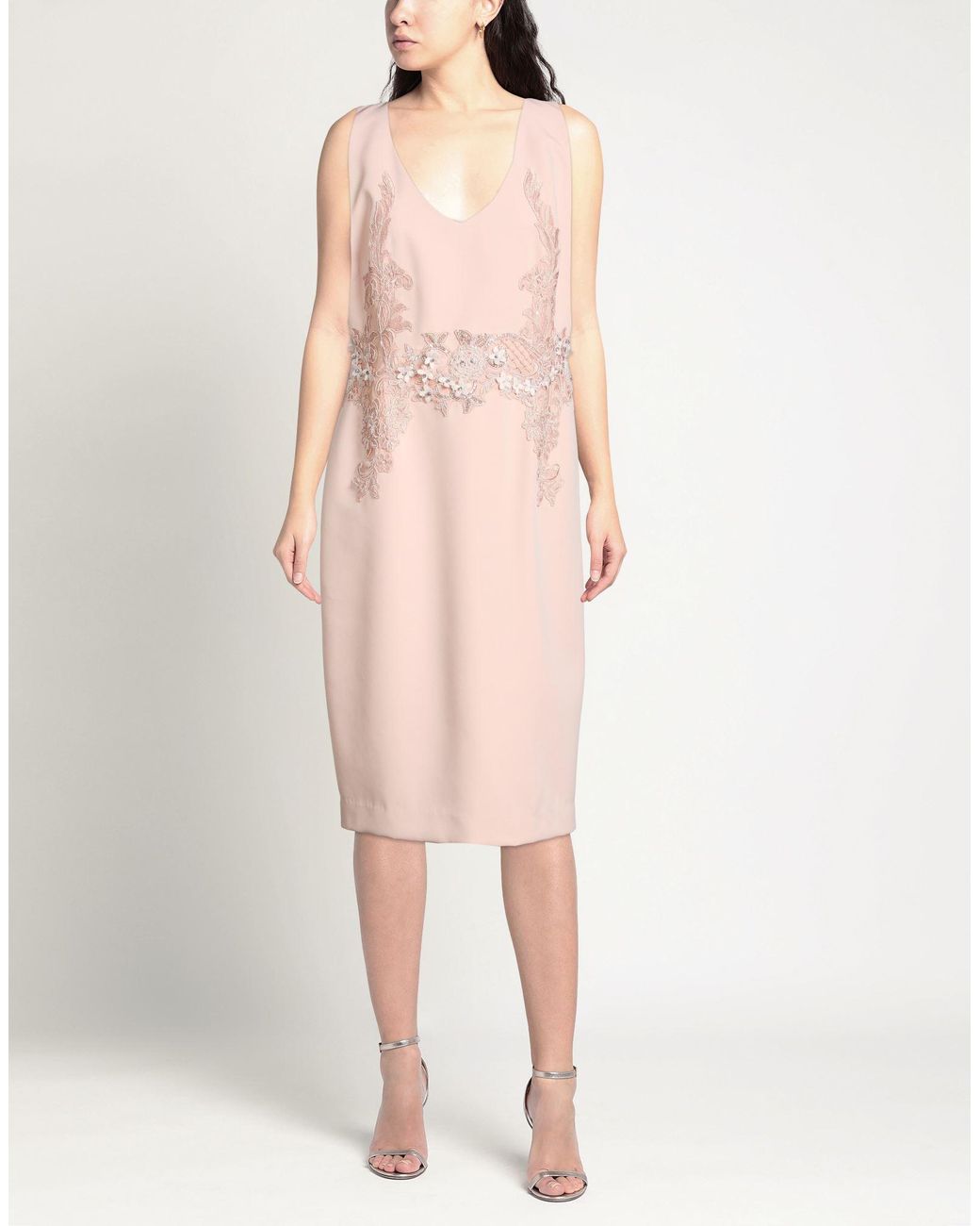 MANUEL DEL REI Pink Midi Dress Acetate, Elastane
